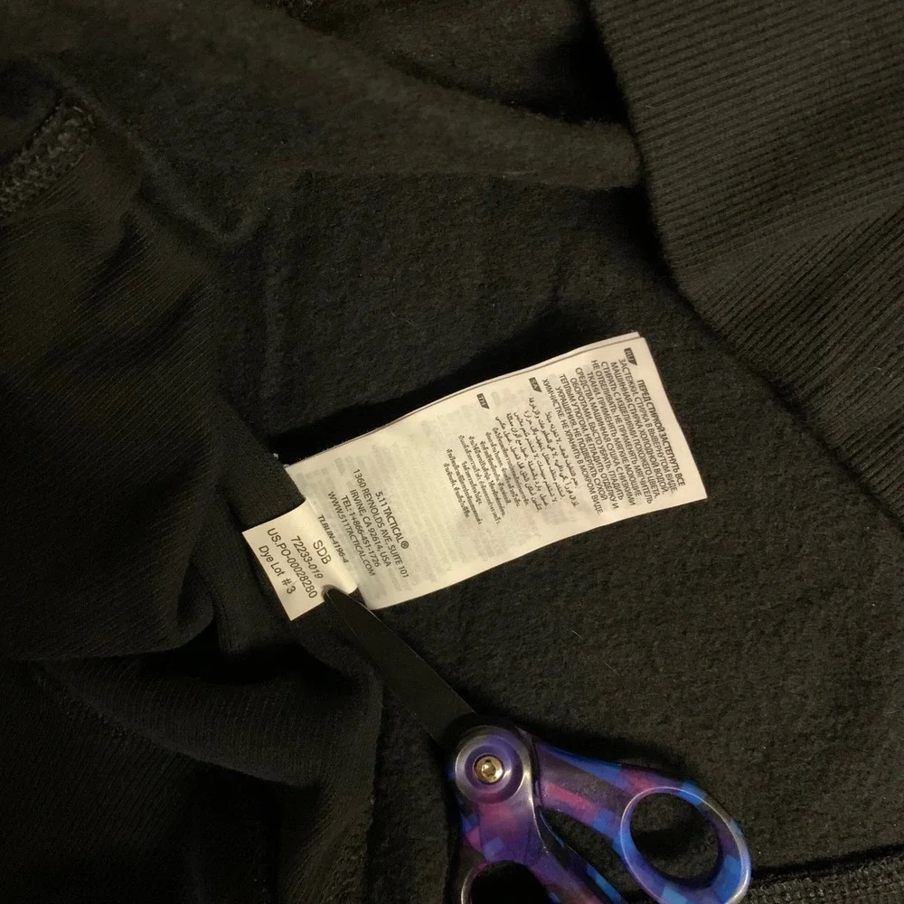 5.11 Tactical Sweatshirt Mens‎ 2XL Black Chest Pocket Crewneck Fleece Lined